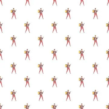 Delivery man walking with backpack seamless pattern 库存插图