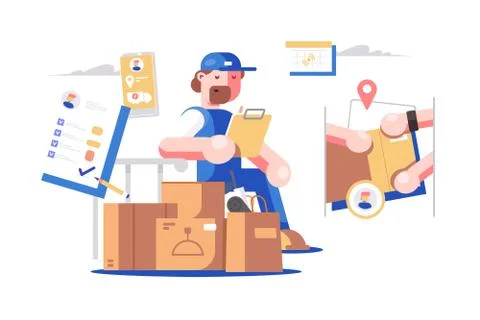 Delivery man at work Stock Illustration
