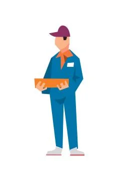 Delivery man in work uniform in flat design Stock Illustration