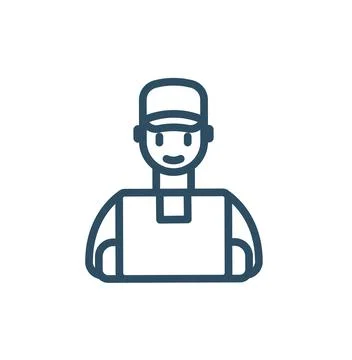 Delivery man worker editable line icon. linear style sign for mobile concept  Stock Illustration