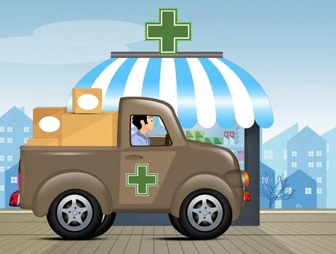 Delivery of medicines Stock Illustration