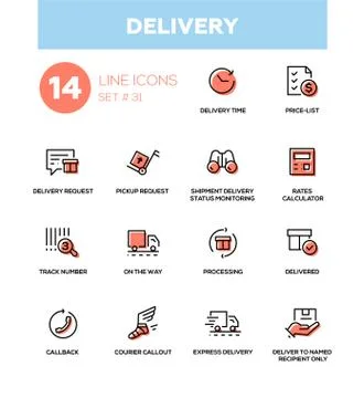 Delivery - modern vector single line icons set Stock Illustration
