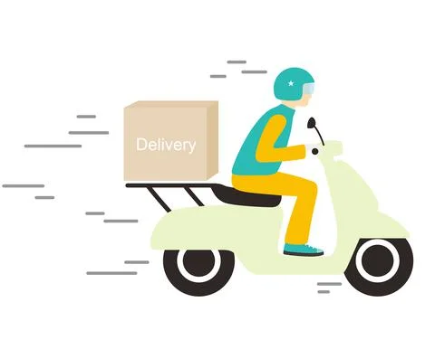 Delivery with motorcycle flat design vector illustration Stock Illustration