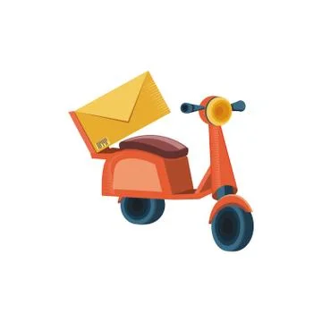 Delivery motorcycle scooter with envelope 库存插图
