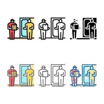 Delivery multistyle service of mail post color icon vector Illustration