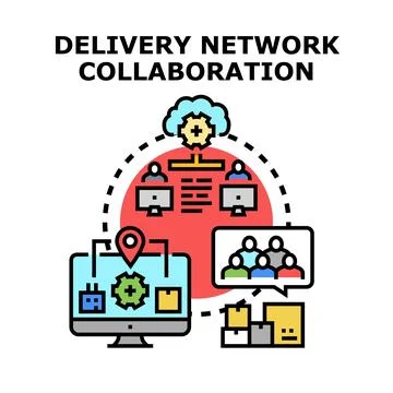 Delivery network collaboration managing logistics and supply chain 스톡 일러스트
