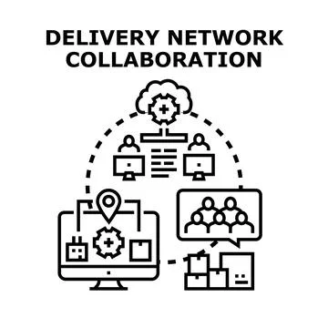 Delivery network collaboration managing logistics and supply chain 스톡 일러스트