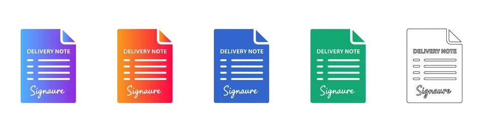 Delivery Note Document Icon Set with Signature イラスト素材