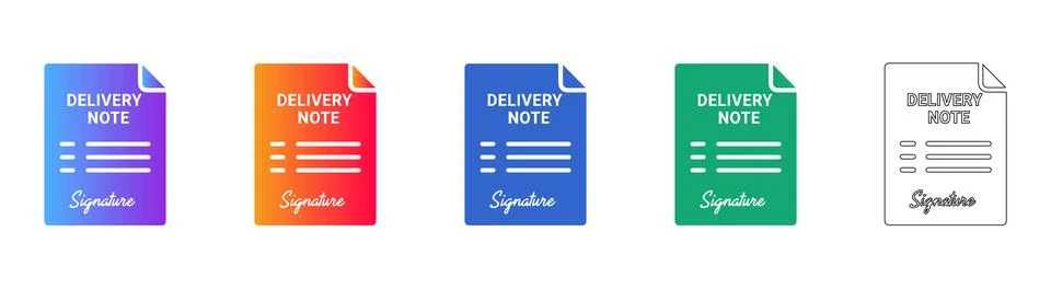 Delivery Note Paper Icon Set 스톡 일러스트
