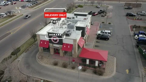 Delivery Only Motion Graphic displayed on top of aerial footage of panda Stock Footage 145867208