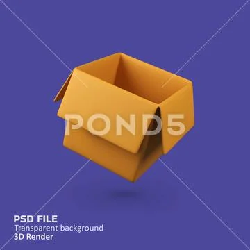 Delivery open box isolated 3d render icon illustration PSD Template