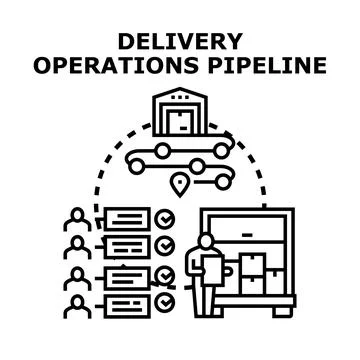 Delivery operations pipeline concept global logistics Stock Illustration