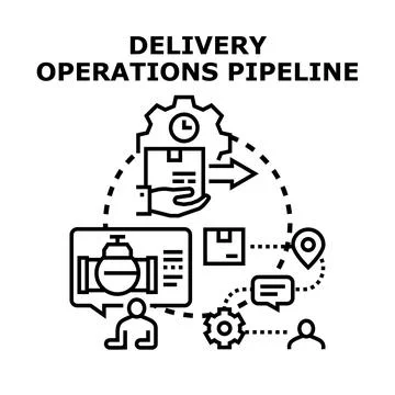 Delivery operations pipeline process logistics management icon Stock Illustration