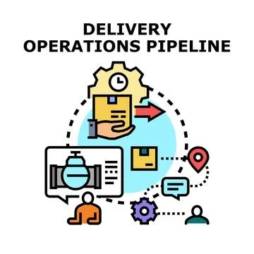 Delivery operations pipeline process logistics management icon Stock Illustration