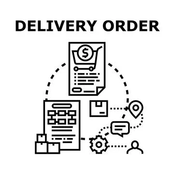 Delivery order processing and logistic management concept Stockillustratie