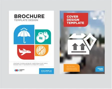 Delivery pack security brochure flyer design template Stock Illustration