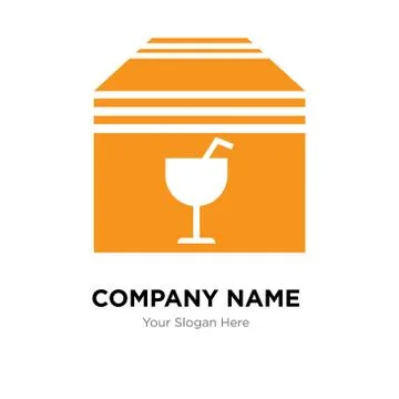 Delivery package box with fragile content company logo design template Stock Illustration