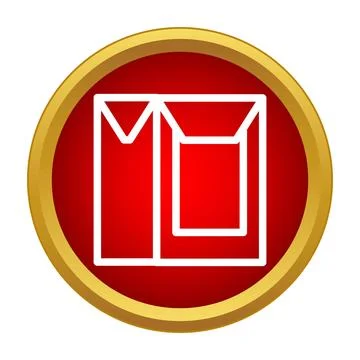Delivery package box icon red circle gold frame Stock Illustration