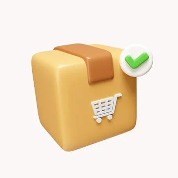 Delivery package check mark. Shipping box. safe delivery. successfully delivered Stock Illustration