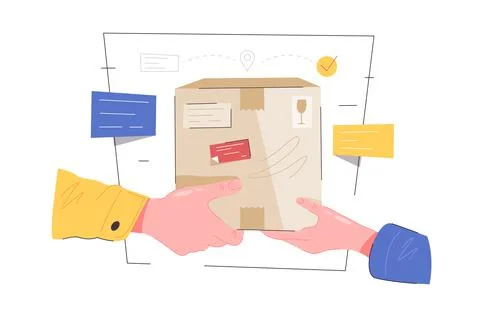 Delivery package from hand to hand Illustrazione stock