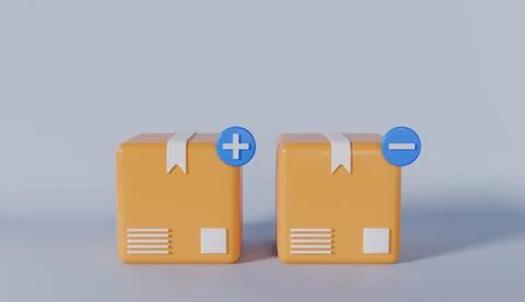Delivery package illustration, Add or remove package, Shipping box and card Stock-Illustration