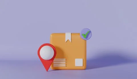 Delivery package illustration, Check mark icon, Shipping box and cardboard box Stock-Illustration