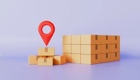 Delivery package with pin location, Fast shipping, parcel box イラスト素材