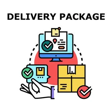 Delivery package tracking and logistics system concept Illustrazione stock