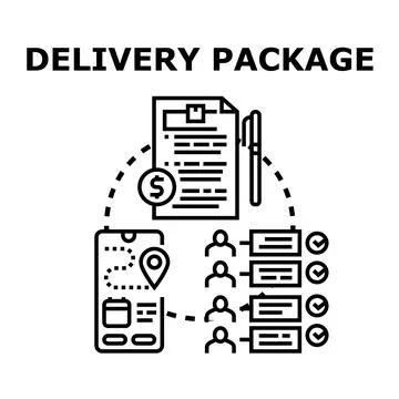 Delivery package tracking and logistics process management Stock Illustration