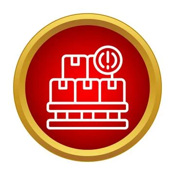 Delivery packages alert icon on red button 스톡 일러스트