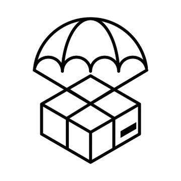 Delivery packaging, package flying on parachute cargo distribution, logistic 스톡 일러스트