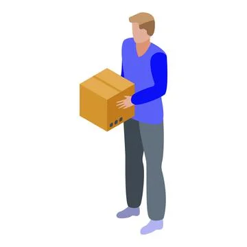 Delivery parcel box icon, isometric style 스톡 일러스트