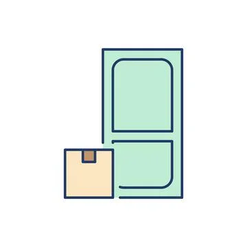 Delivery parcel to the door flat line icon Stock Illustration
