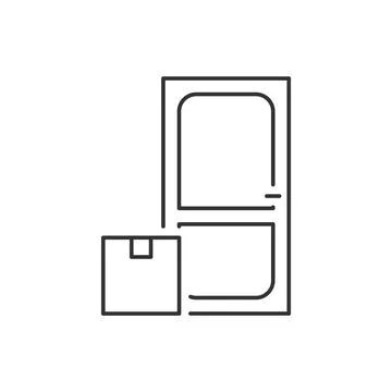 Delivery parcel to the door linear icon Stock Illustration