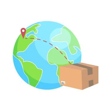 Delivery of parcels around the world Stock Illustration