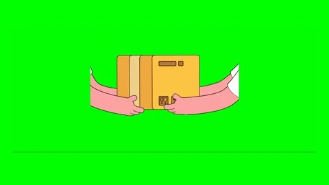 Delivery of Parcels Boxes From One Hand to Another in Simplified Animation Video stock 333243969