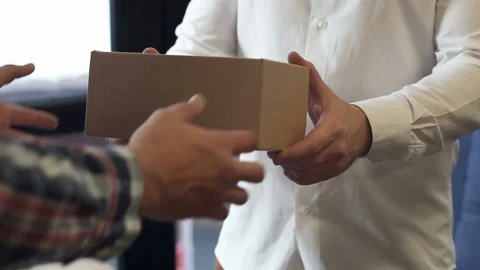 Delivery of parcels using NFC technology Stock Footage 154850717