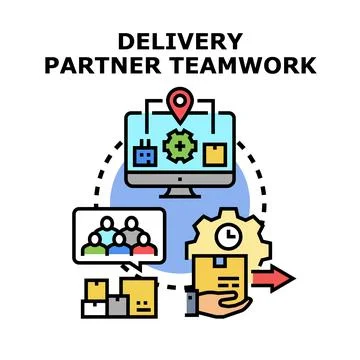 Delivery partner teamwork logistics and supply chain management Illustrazione stock