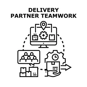 Delivery partner teamwork logistics and supply chain management Illustrazione stock