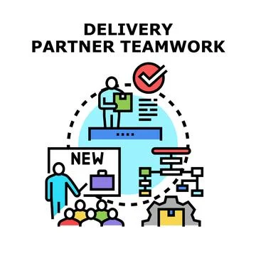 Delivery partner teamwork managing logistic supply chain 스톡 일러스트