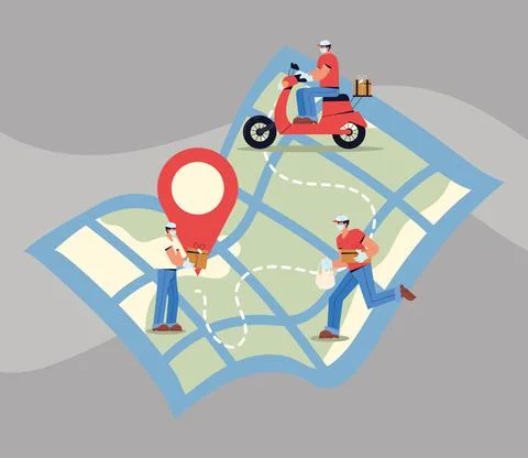 Delivery people map イラスト素材