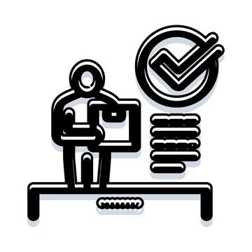 Delivery person checking package logistics checklist completion イラスト素材