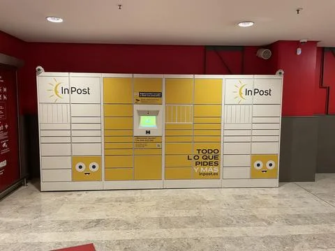 Delivery Pick up locker of new company, Inpost Finanse Sp, formerly Mondial Stock Photos