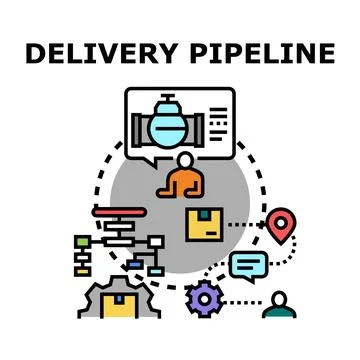 Delivery pipeline process management illustrating logistics flow Stock Illustration