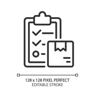 Delivery plan pixel perfect linear icon Stock Illustration