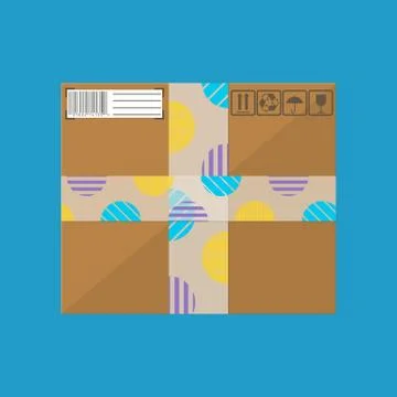 Delivery postal cardboard box Illustrazione stock