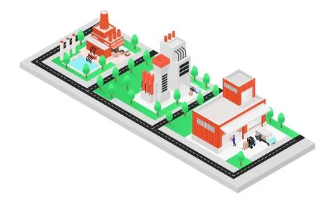 Delivery process from factory to warehouse Stock Illustration