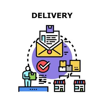 Delivery process managing online order shipping service Stock Illustration