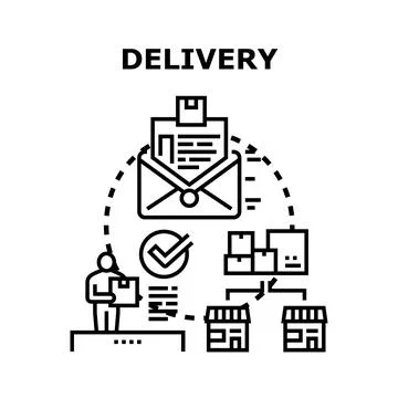 Delivery process managing online order shipping service Stockillustratie