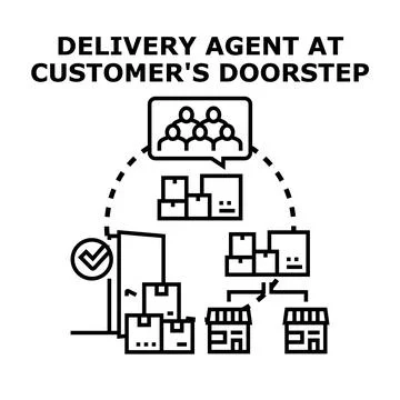 Delivery process receiving parcels at customer doorstep icon イラスト素材